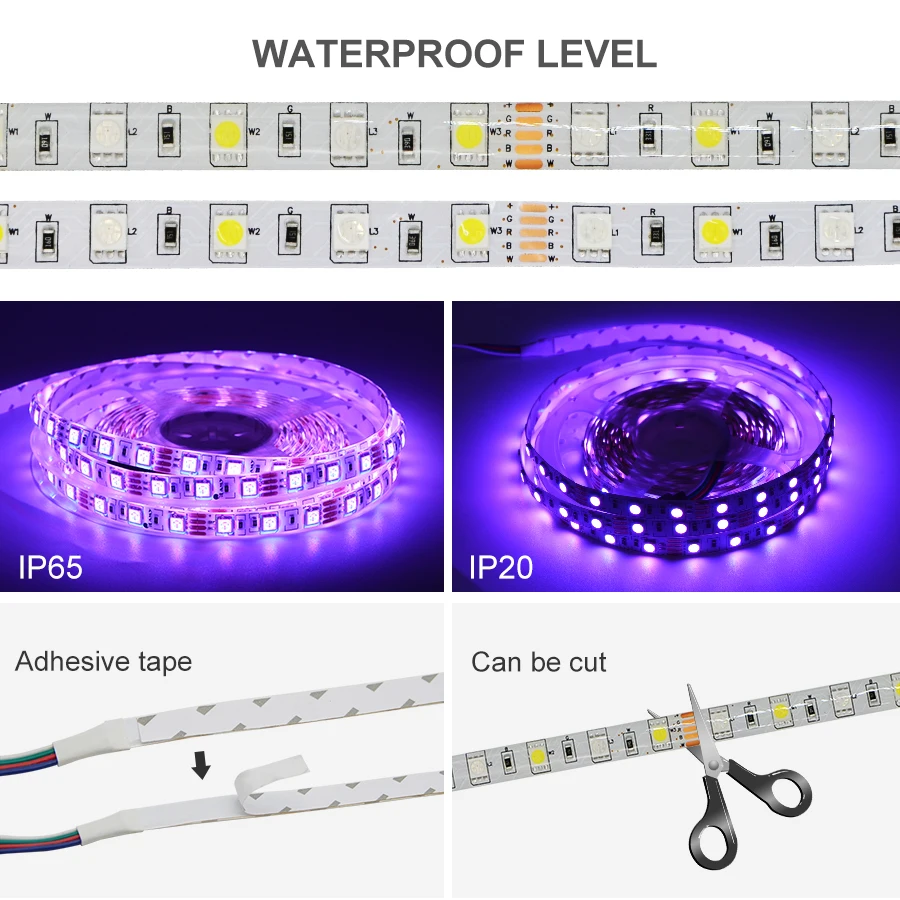 RGB/RGBW/RGBWW водонепроницаемый/не водонепроницаемый набор светодиодных лент SMD 5050 DC12V Светодиодный светильник+ 2,4G RF пульт дистанционного управления+ Тонкий комплект адаптера питания