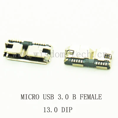 

100PCS-500PCS High Speed Data Transfer Micro USB 3.0 10P Female Connector & Male Plug Socket PCB Soldering Jack DIP 13.0mm Curve