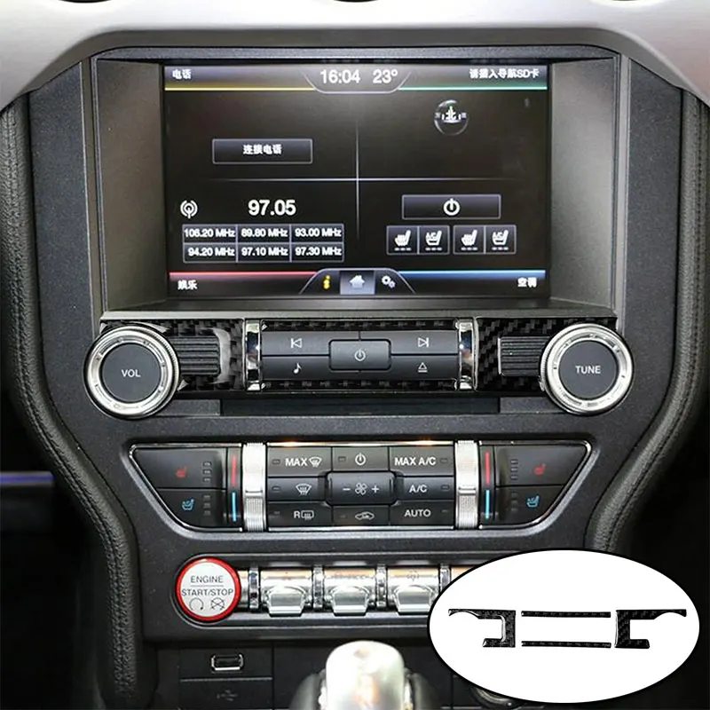 Для Ford Mustang- консоль из углеродного волокна CD кнопка переключения накладка CD панель декоративная крышка отделка CD панель украшение