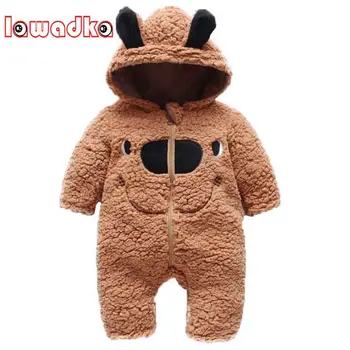 

0-12 Months Newborn Baby Rompers 2020 Winter Thick Cotton Crawling Clothing Fashion Baby Jumpsuit Baby Hooded Crawling Suit
