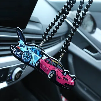 

Double-sided acrylic Car model Car Rear view mirror pendant Hanging Ornaments Car Pendant creative graffiti Auto Mirror Decorati