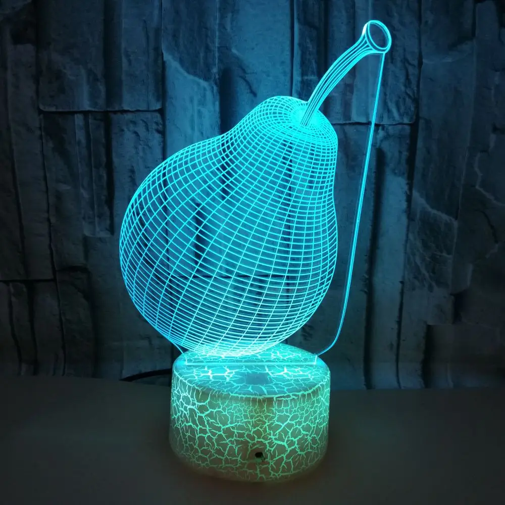 

Foreign Trade New Style Pear 3D Lamp Colorful Touch Control Charging LED Visual Lamp Gift Decoration 3D Small Table Lamp