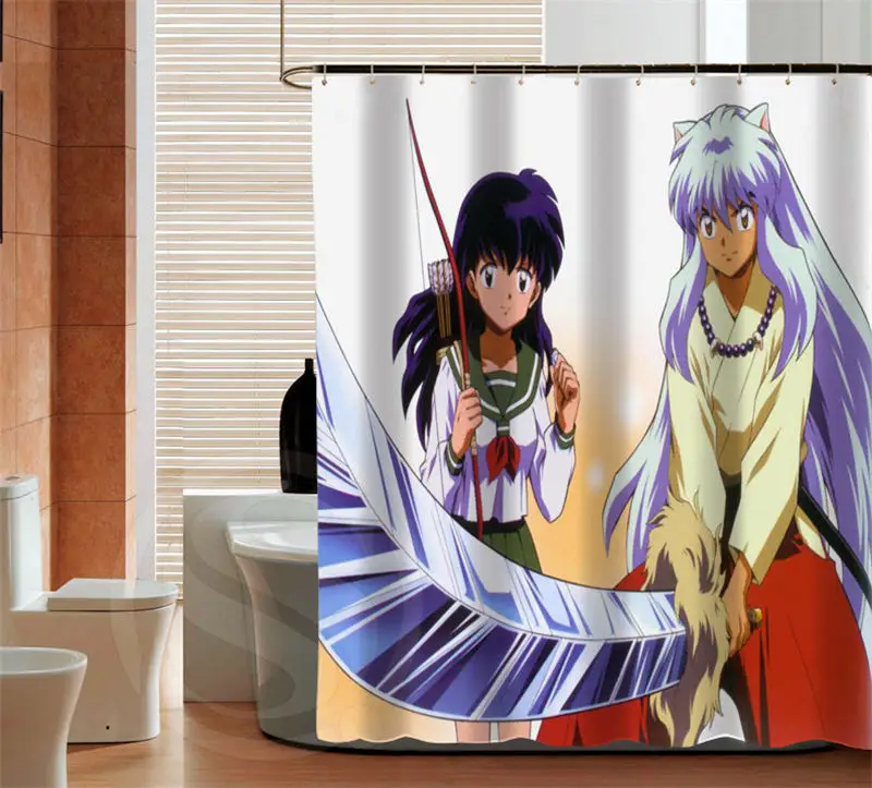 Синий Ретро аниме Inuyasha занавеска для душа Последняя мода домашний декор занавеска для ванной комнаты - Цвет: Синий