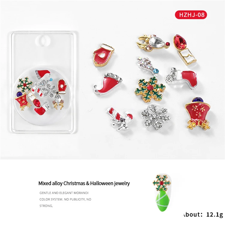 1 упаковка, Рождество, Хэллоуин, дизайн, 3D украшение для ногтей, смешанные стразы из сплава, металлические заклепки, жемчуг, маникюр, аксессуары для самостоятельного изготовления