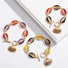 Модный женский браслет, раковина Каури, браслет с эмалью из бисера, браслет с застежкой «тогл», пляжные украшения, Гавайские ювелирные изделия, женские аксессуары