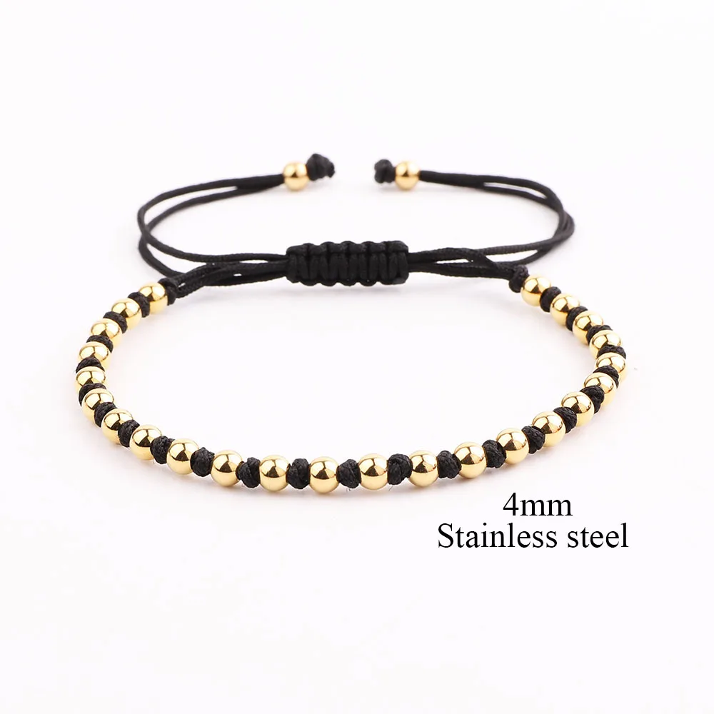 JARAVVI New Design High Quality Stainless Steel Beads Rhinestone Ball Cord Braided Macrame Bracelet Set Men Women Gift - Image 3