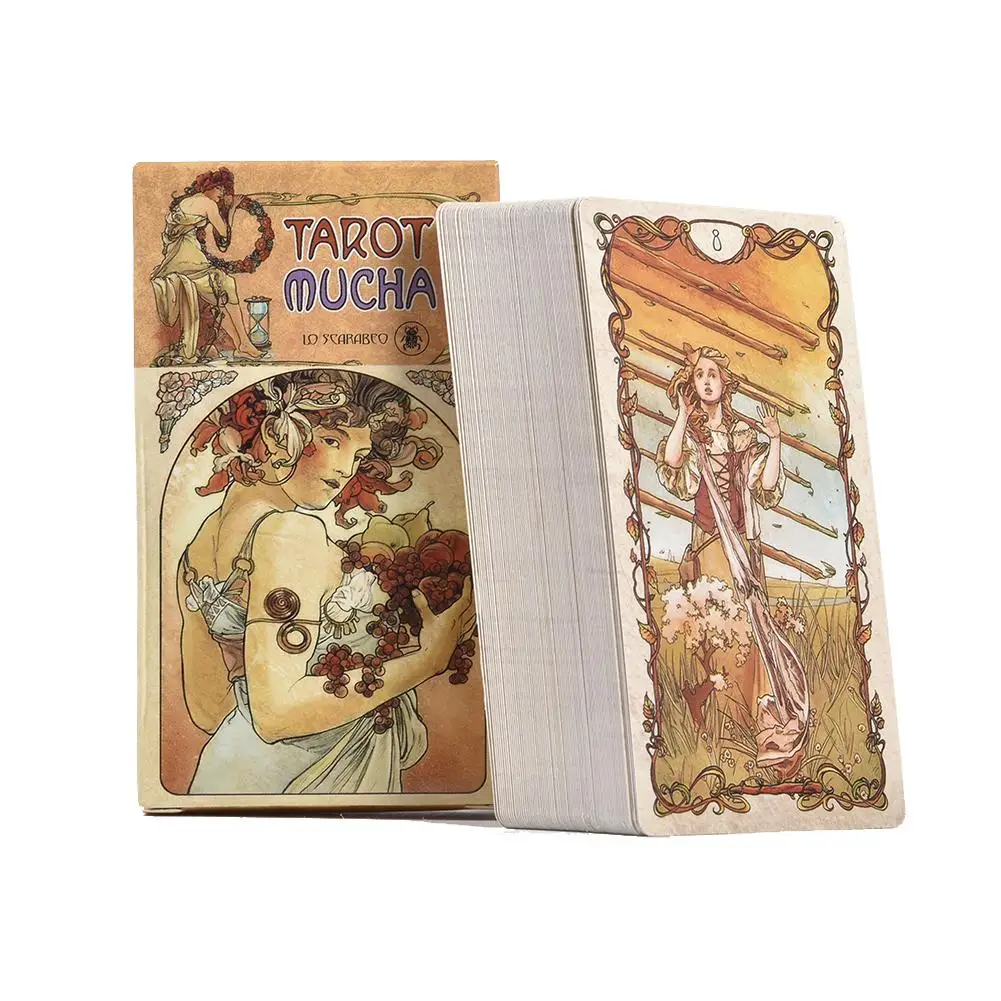 

78 Pcs Tarot Deck Mucha Tarot Cards Deck Game For Family Party Board Games Playing Card Entertainment Gift