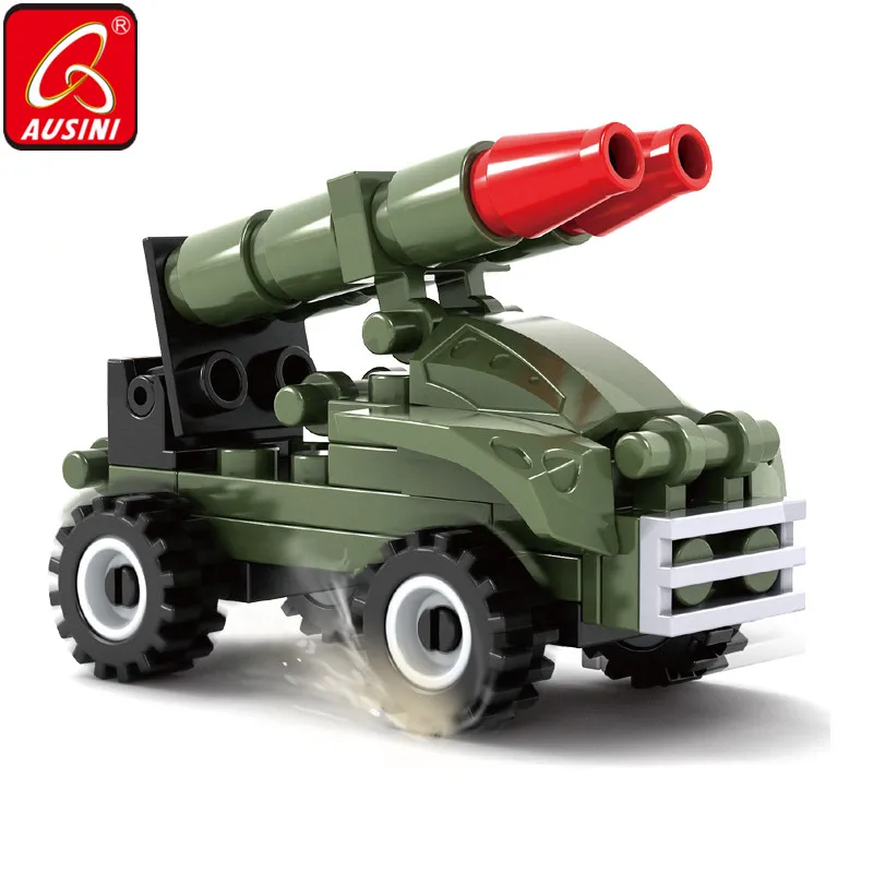 

AUSINI Building Blocks Tanks Missile Car Toys for Children Army Soldier Figures Creator Educational Kids Military Model Bricks