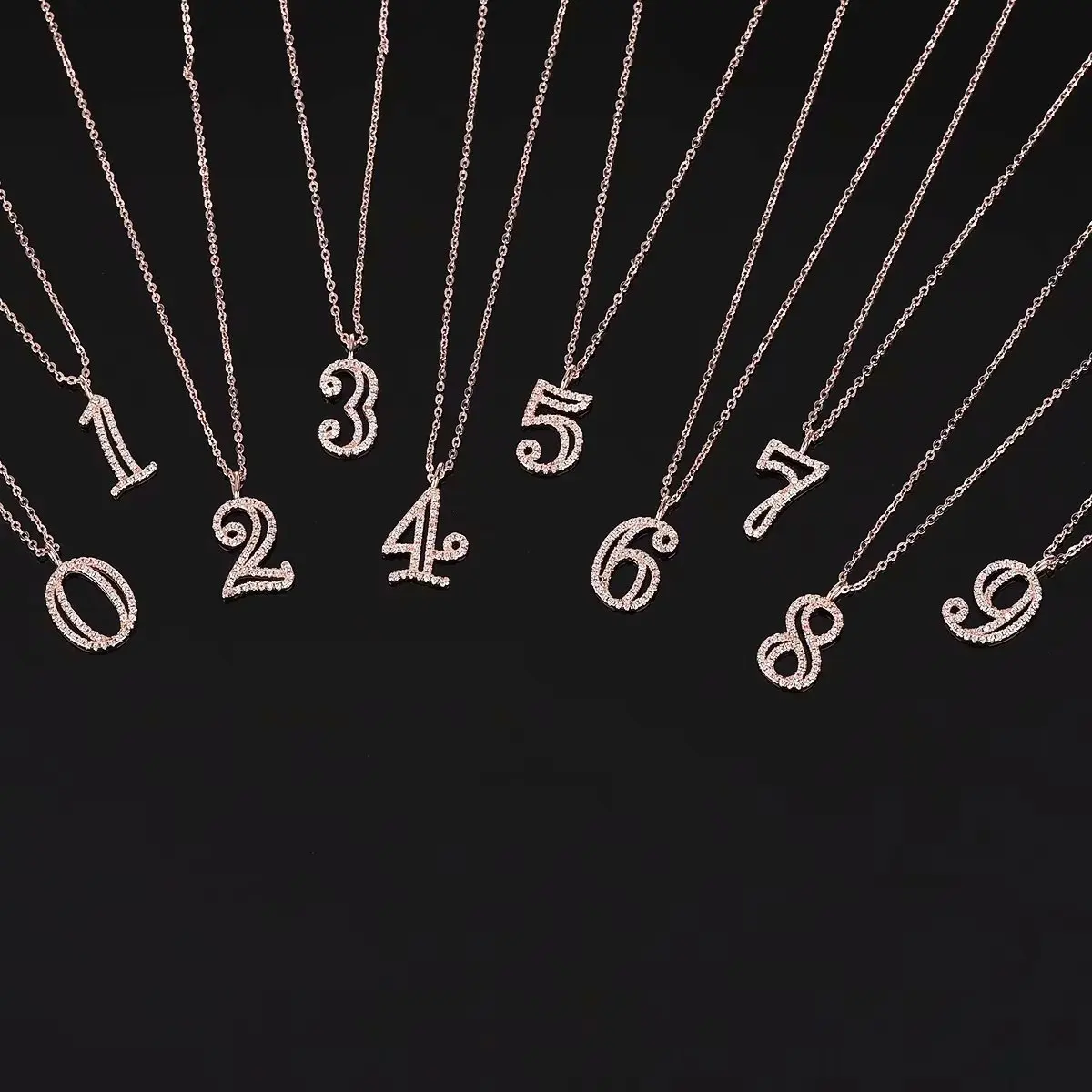 

Lucky Number 0 To 9 Necklace Female Simple Rose Gold Color Zircon Letter Initial Statement Necklace Zk40