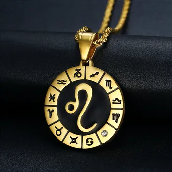 

12 Zodiac Sign Constellations Pendants Necklaces For Women Men Stainless Steel Gold Color Male Hip Hop Jewelry Birthday Gifts