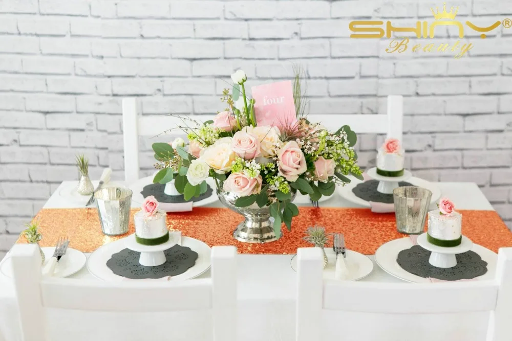 WeddingTable Runner 12x90 дюймов Оранжевый Элегантный стол Runners блесток скатерть для обеденного стола год decoration-M1206