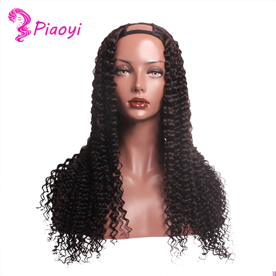 Kinky Curl Wigs U Part 100% Human Hair 180 Density Full Machine-Made Brazilian Remy For Black Women | Шиньоны и парики