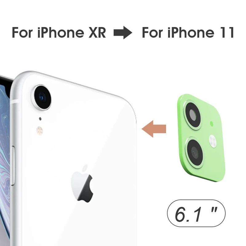 Green Для iPhone X XS Max XR камера поддельные линзы задняя защита экрана чехол изменение для iPhone 11 Pro Max Закаленное стекло пленка кольцо - Цвет: Green