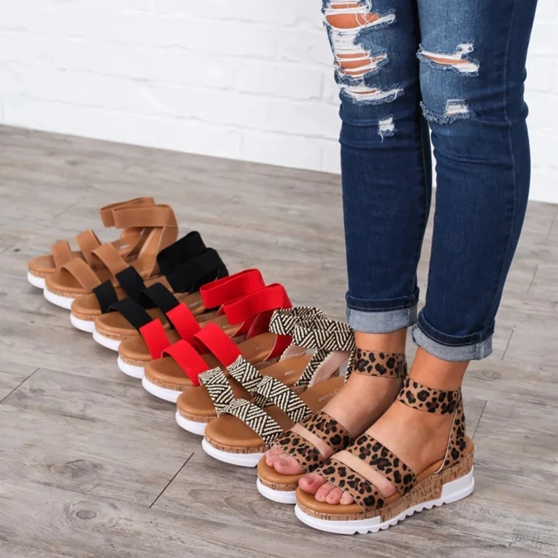 

2020New Fashion Solid Platform Sandals Women Serpentine Peep Toe Mid Heel Wedges Ankle Buckle Strap Sandalia Female Shoes Summer