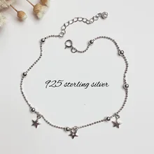 S925 прекрасный серебряный подлинный продукт простые Универсальные мужские tian xing Круглый браслет на ногу из бисера японская корейская мода Женская звезда ножной браслет