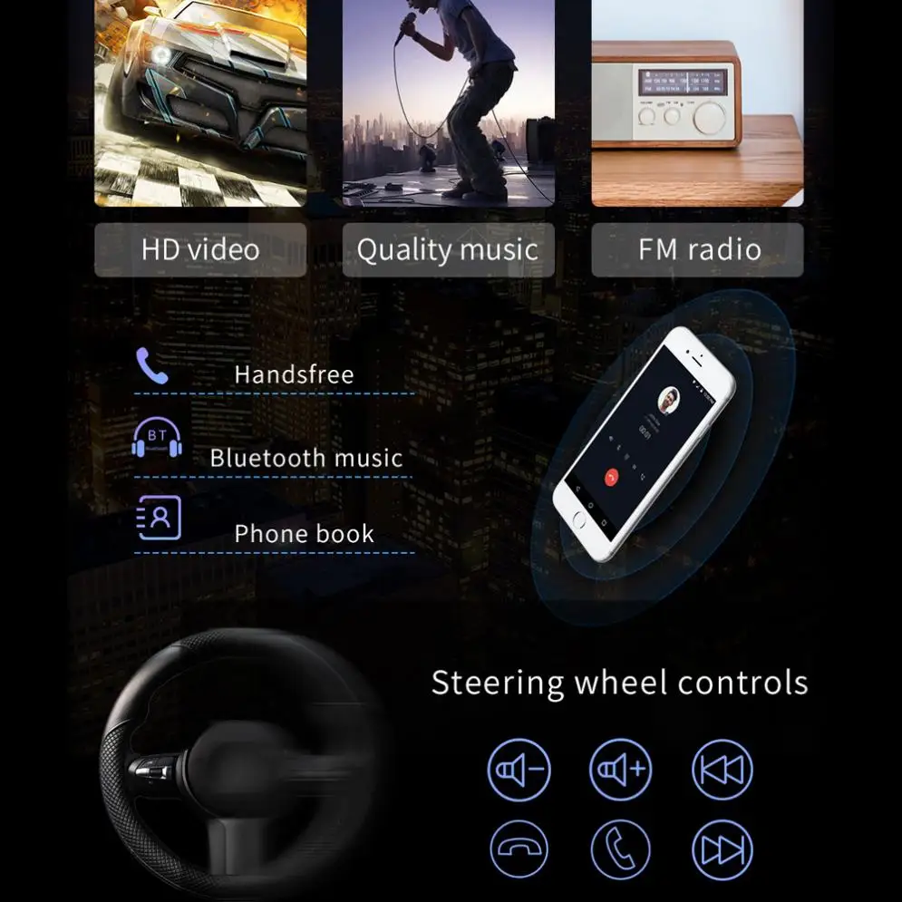 7 Inch 2Din Bluetooth QUAD Core Android Car Radio Stereo MP5 Multimedia Player 1024x600 Digital Touch Screen GPS Mirror Link