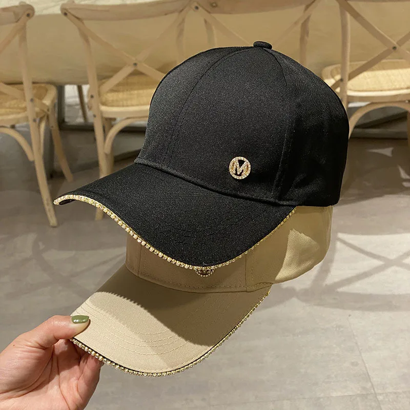 Letter M Rhinestone Women Baseball Cap 2020 New Female Solid Outdoor Autumn Adjustable Embroidered Hip-hop Hats Summer Sunhat01