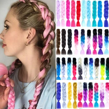 

LUPU Long Ombre Braiding Hair Extensions Pink Purple Blonde Synthetic High Temperture Fiber Hair Braids For Women