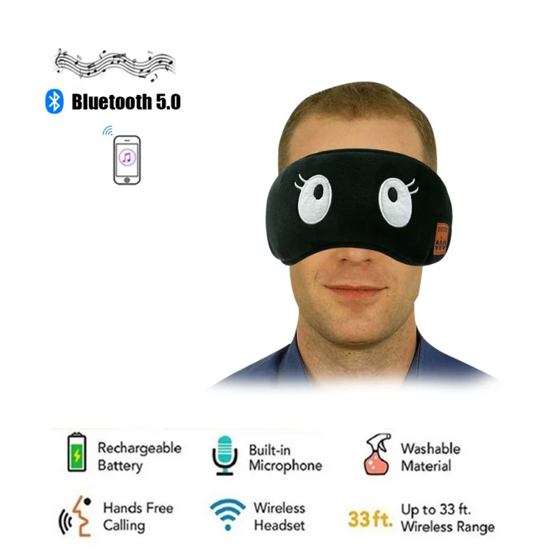 Для мужчин Bluetooth маска для сна беспроводные наушники регулируемые музыка сна тени для глаз Встроенный микрофон Handsfree моющиеся