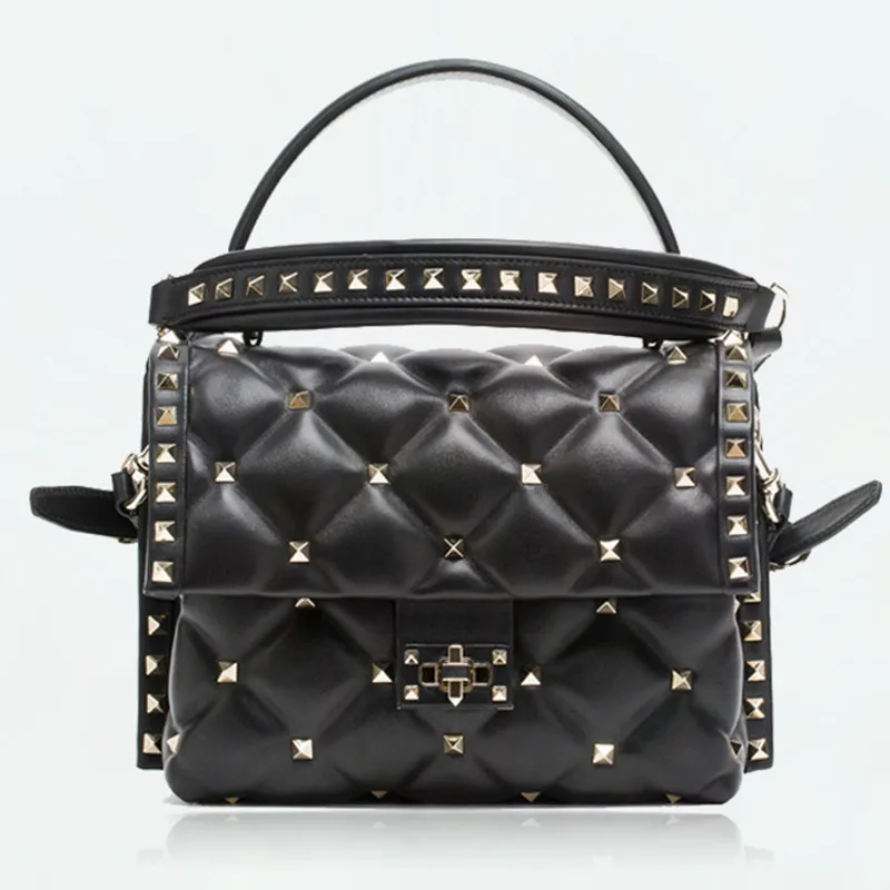 Известный итальянский бренд высокого качества, модные и классические дизайнерские сумки Fusion, женские сумки на плечо с заклепками, клетчатые популярные цветные сумки-тоут