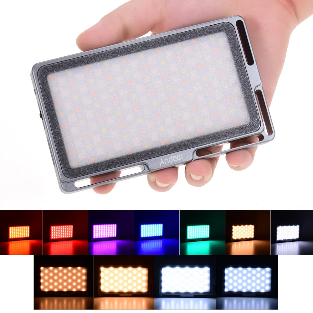 Светодиодная мини панель Andoer RGB для видеосъемки карманная лампа YouTube освещение