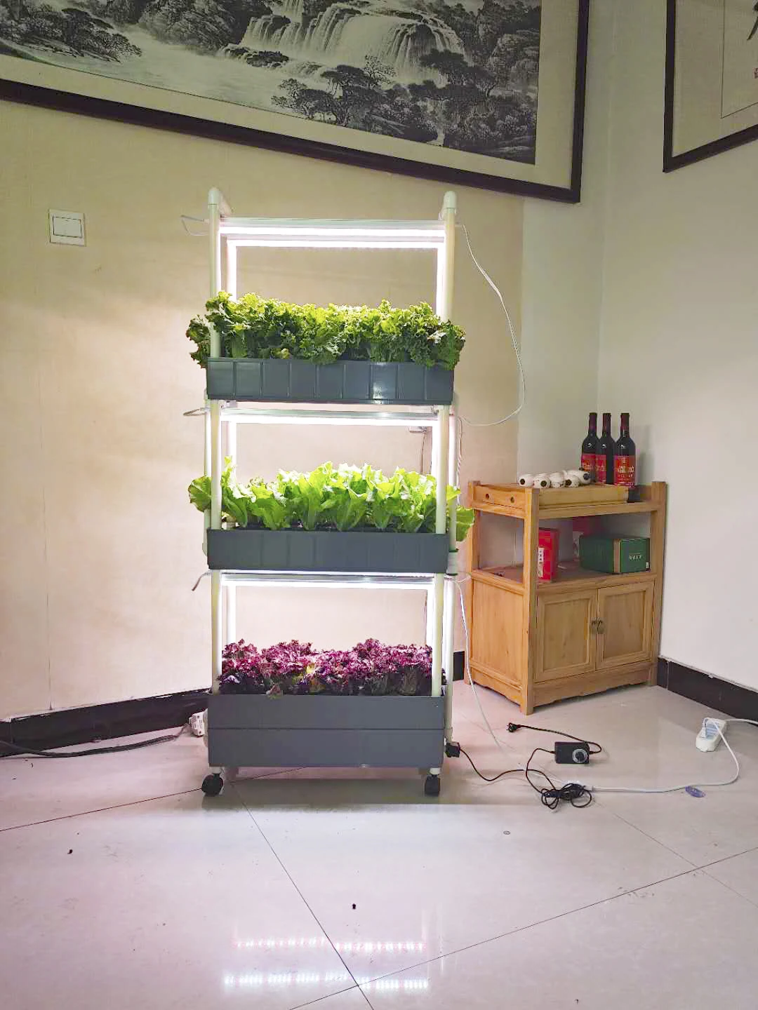 Трехслойная серая Вертикальная гидропонная посадочная система для выращивания