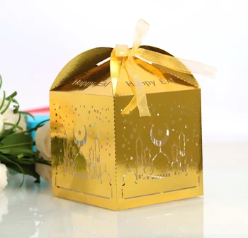 

50pcs Gold Silver Happy Eid Candy Box Eid Mubarak Gift Box Islamic New Year Happy Eid Decor Happy Ramadan Festival Party upplies