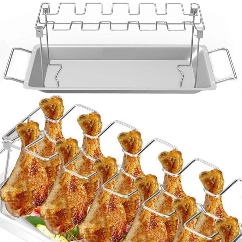 Chicken Wing Leg Rack Stainless Steel Bbq Grill Rack Foldable Barbecue
