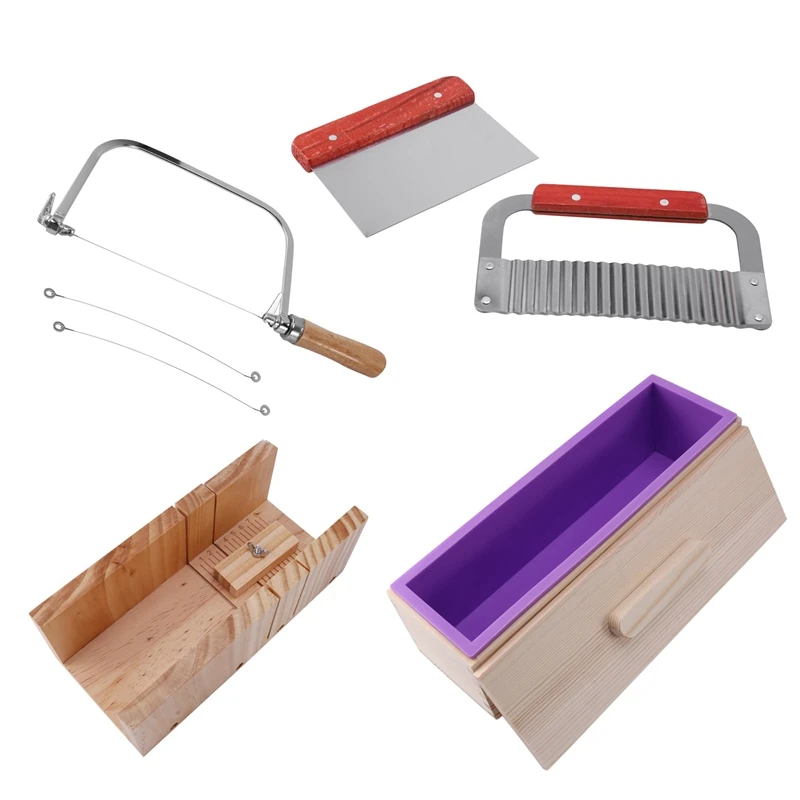 Rectangular Silicone Soap mold Handmade Soaps making Tool Set Wooden