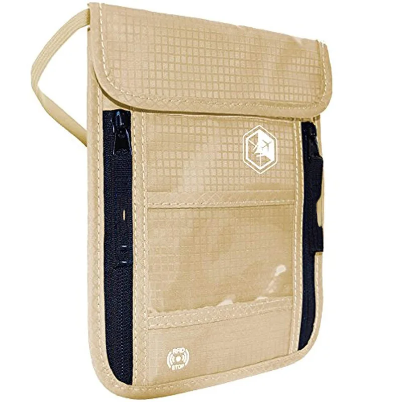 

Travel Equipment Anti-Theft Body Hugging Halter Passport RFID Bag Anti-Scanning Document Package Wallet Document Bag