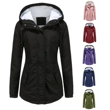 Miflame 2021 Waterproof Parka Autumn and Winter New Warm Cotton Coat Women's European Size Thicker Women's Casual Hooded Jacket