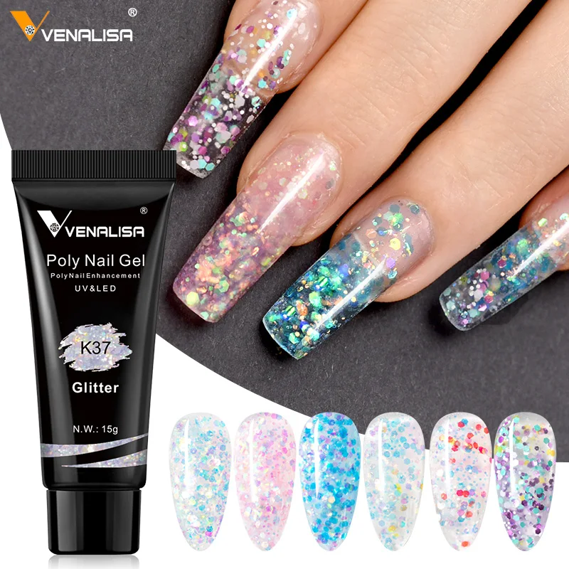 Venalisa 15Ml Poly Nail Gel Cambia Colore Opal Jelly Gel Extension Nail Art Clear Camouflage Extensiongel Gel Per Unghie Color Platino