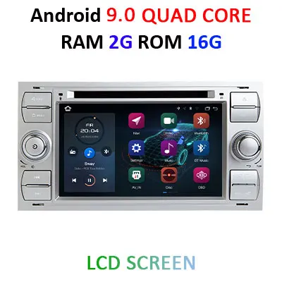 4 г 64 г 8 ядерный автомобильный DVD мультимедийный плеер Android 9 2 DIN gps Авторадио для Ford/Mondeo/Focus/Transit/C-MAX/S-MAX/Fiesta wifi DSP - Цвет: S 2G 16G LCD