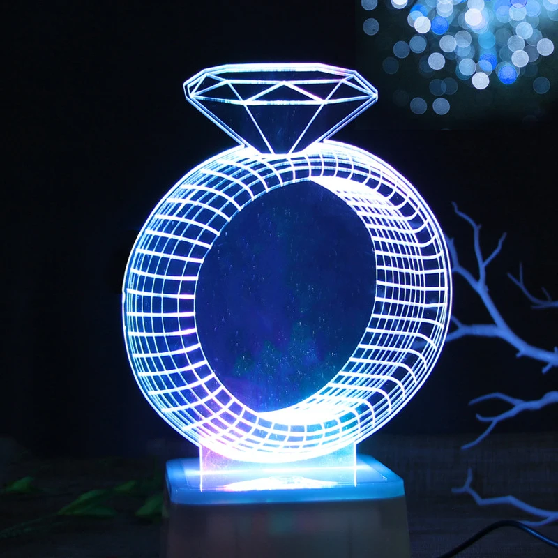 

Diamond Ring Table Lamp 3D Modern Night Light Home Decor Art Kid Bright Desk Light Gifts Decoration Christmas Xmas