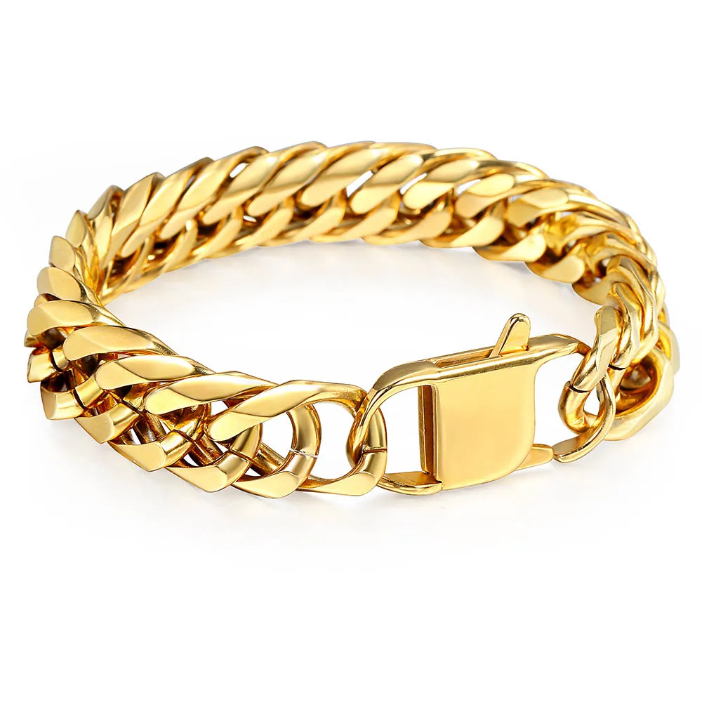 10/15 мм Для мужчин s 316L Нержавеющая сталь браслет тяжелая, интересный дизайн панцирного плетения Rombo цепи для Для мужчин мальчиков Цвет серебристый, золотой черный 7-1" DHBM117