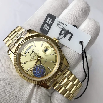 

Luxury Brand 18K Gold watch Men automatic self-wind sweeping movement AAA Watches day date free delivery