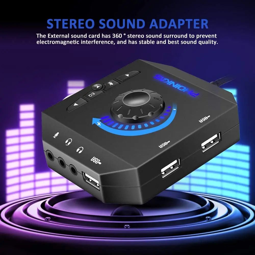 External Sound Card USB Audio Adapter with 3 5mm Headphone and Microphone Jack Volume Control Stereo Sound Card Plug Play