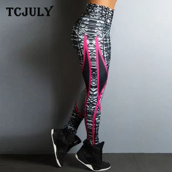 

TCJULY Geometric Printed Activewear Fitness Leggings Women High Waist Push Up Workout Pants Breathable Quick Dry Stretchy Legins