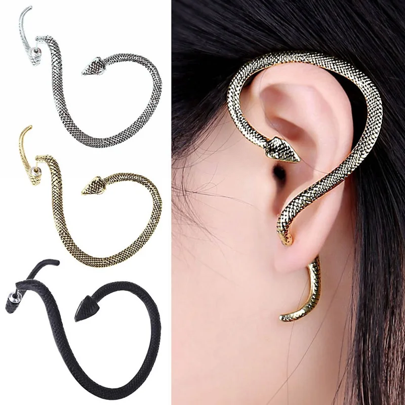 1 Piece New Fashion Punk Style Twining Snake Shape Earrings Stud Cuff Earrings For Women Style Jewelry