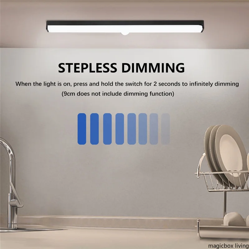 LED Cabinet Light Wireless Dimming USB Rechargeable Motion Sensor Control Night light Lighting Night Lamp For Kitchen Bedroom