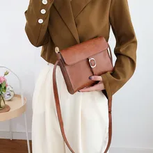 Модная женская квадратная сумка с пряжкой, новая простая однотонная Универсальная женская сумка на плечо из искусственной кожи, женская сумка-мессенджер