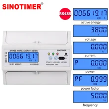 Din Rail Elektrische Drie Fase Energy Meter RS485 kWh Verbruik Power Spanning Stroom Wattmeter Monitor Modbus RTU 380V 400V