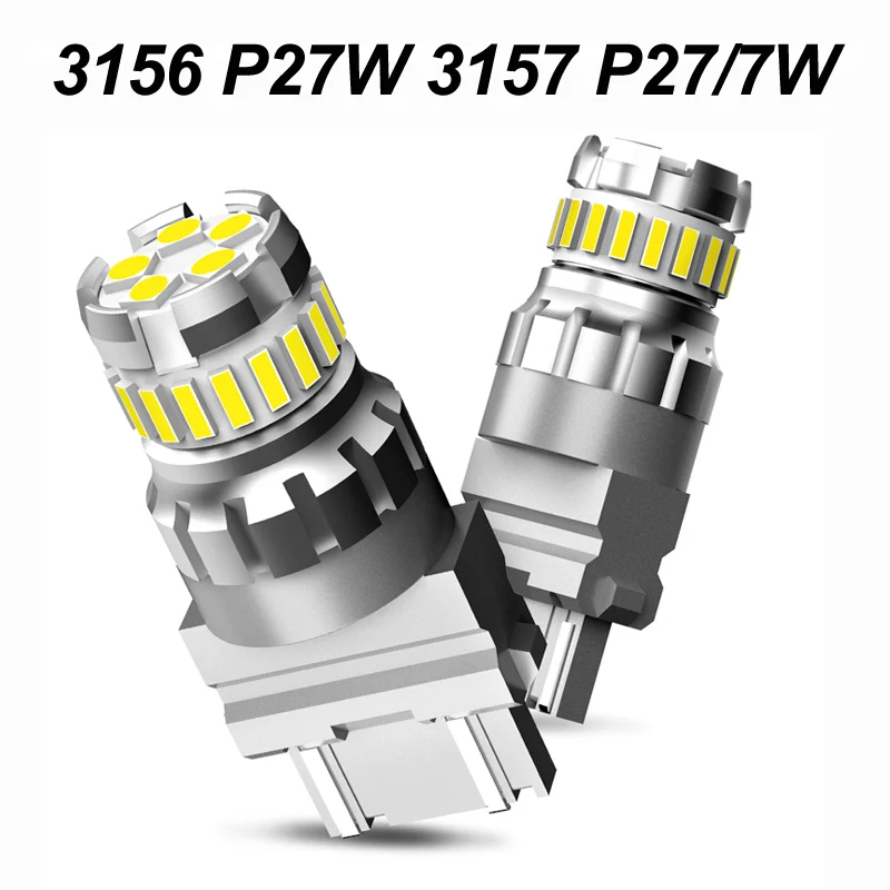 P27W 3156 3157 2 шт. 1156 BA15S P21W светодиодный T15 W16W P27W 7440 W21W W21/5 Вт светодиодный лампы 1157 bay15d P21/5 Вт светодиодный Автоматическая сигнальная лампа стоп-сигнал заднего светильник - Испускаемый цвет: P27W 3156 3157