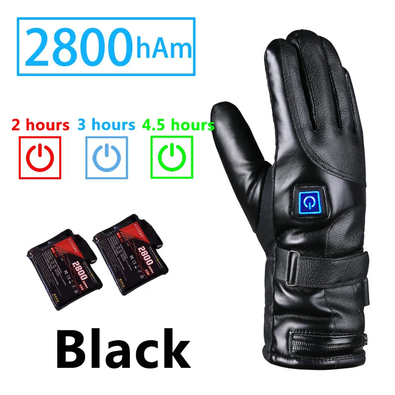 2800 mAh black USB перезаряжаемые теплые зимние перчатки на основе литиевой батареи для катания на лыжах, велосипедах, мотоциклах, грелки для рук для мужчин, женщин и девушек - Цвет: 2800 mAh black