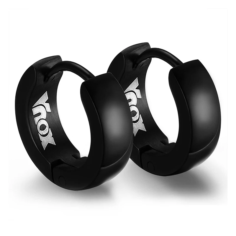 Vnox милые Серьги-кольца для Для женщин/мужские черные-цвет Нержавеющая сталь - Окраска металла: EH-114BB