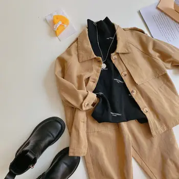 

Toddler Boys Sets 2020 Autumn Winter New Kids Casual Suit Korean Fashion Solid Cargo Windbreaker Pants 2pcs for Boy Baby Clothes