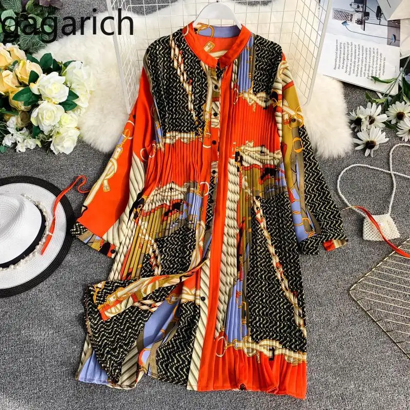 Gagarich женское платье 2019 граффити принт длинный рукав o-образный вырез