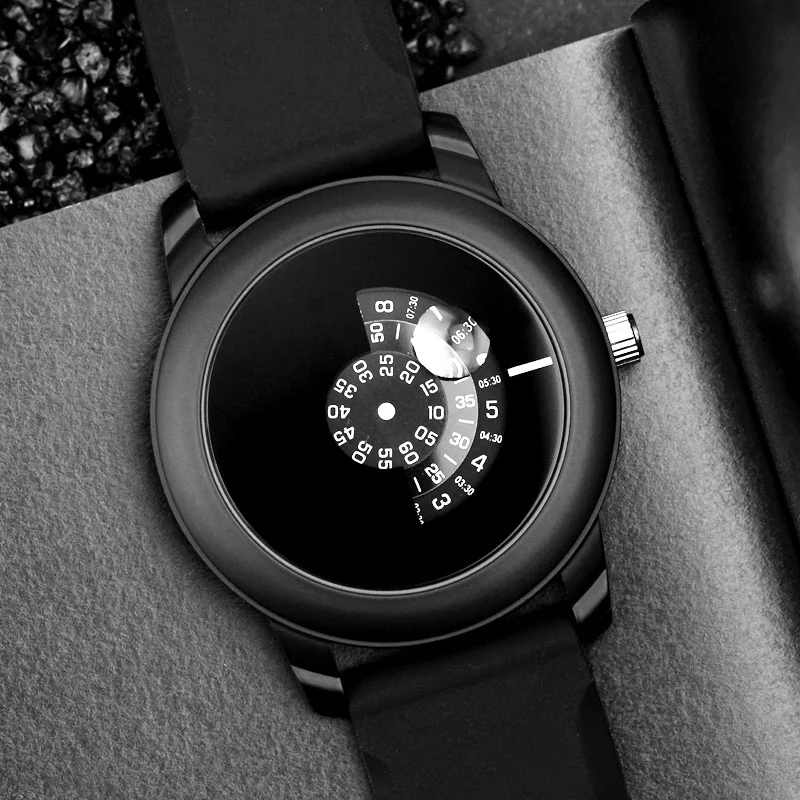 Часы наручные мужские с черными дисками из нержавеющей стали | Наручные часы