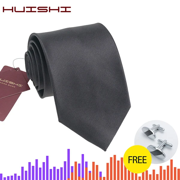 TP74-CL078 HUISHI Новое поступление классический мужской галстук 8 см с запонками подарок формальный галстук сплошной черный красный синий водонепроницаемый галстук для бизнеса - Цвет: TP74-CL078