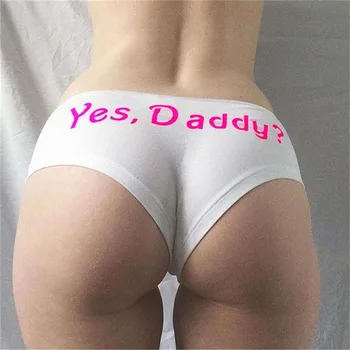 

Europe And America Women'S Printed Letter Low-Rise Buttock Lifting Sexy Briefs Underwear Bikini Swimming